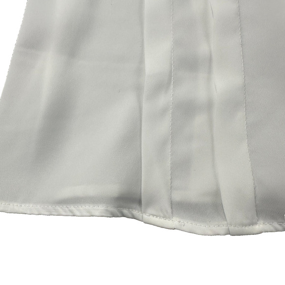 Current Air LA Gorgeous White pleated Blouse with balloon Short Sleeve Sz Large - Picture 9 of 13